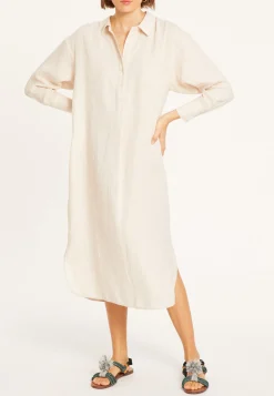 Montagut Jupes Et Robes-Robe longue col polo en lin - Valerie 12-Beige clair