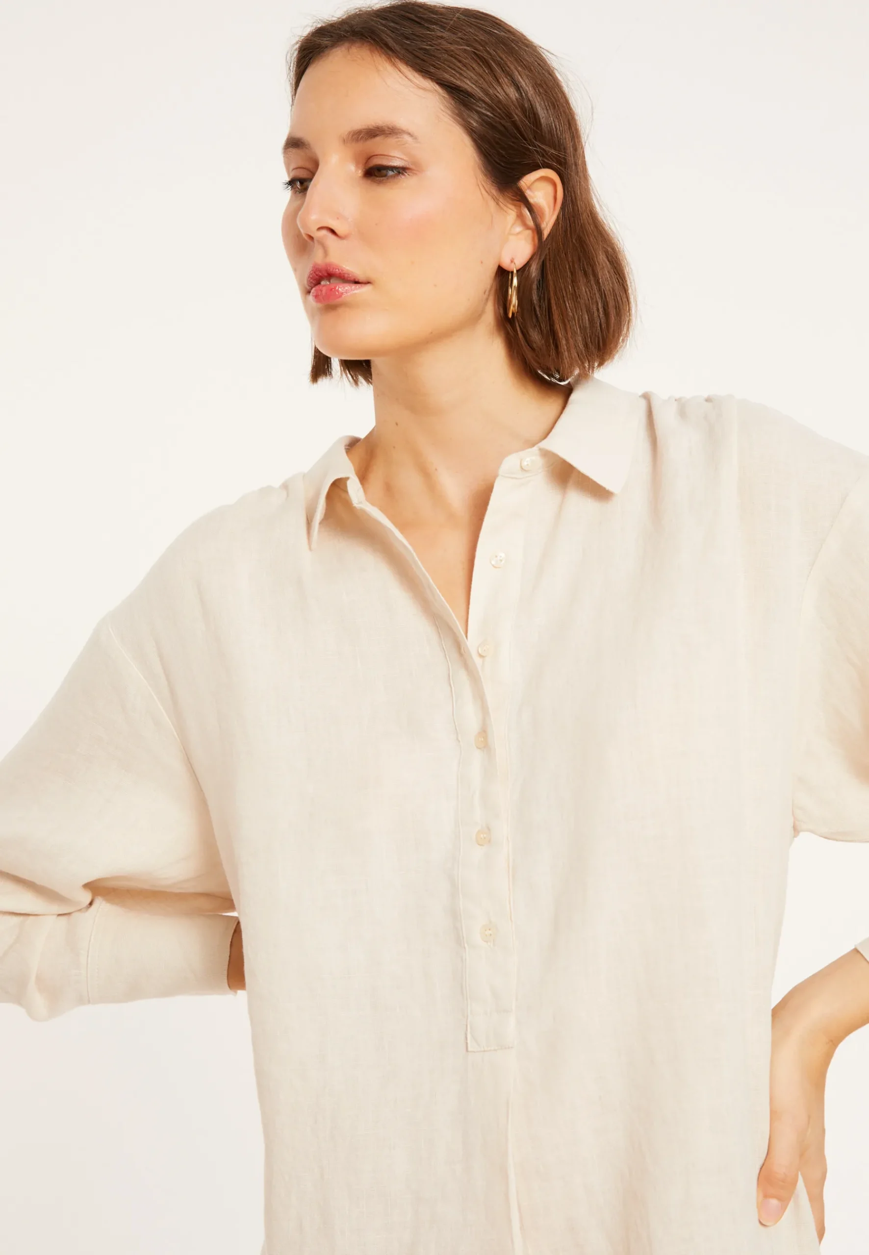 Montagut Jupes Et Robes-Robe longue col polo en lin - Valerie 12-Beige clair