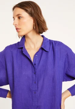 Montagut Jupes Et Robes-Robe longue col polo en lin - Valerie 17-Violet