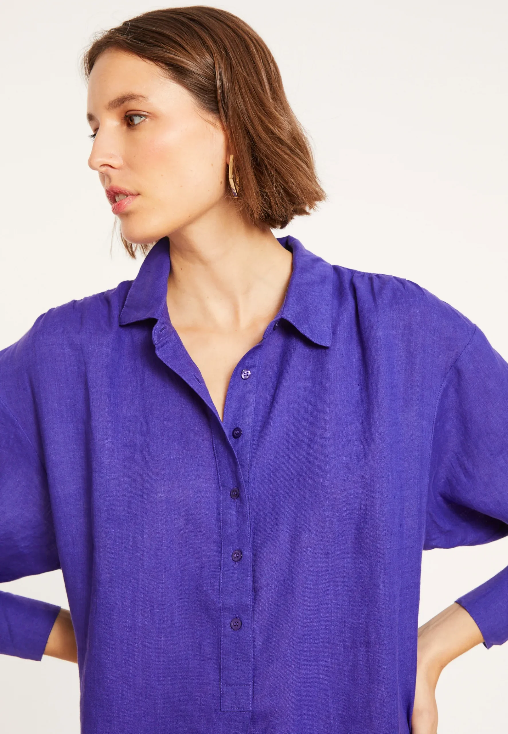 Montagut Jupes Et Robes-Robe longue col polo en lin - Valerie 17-Violet