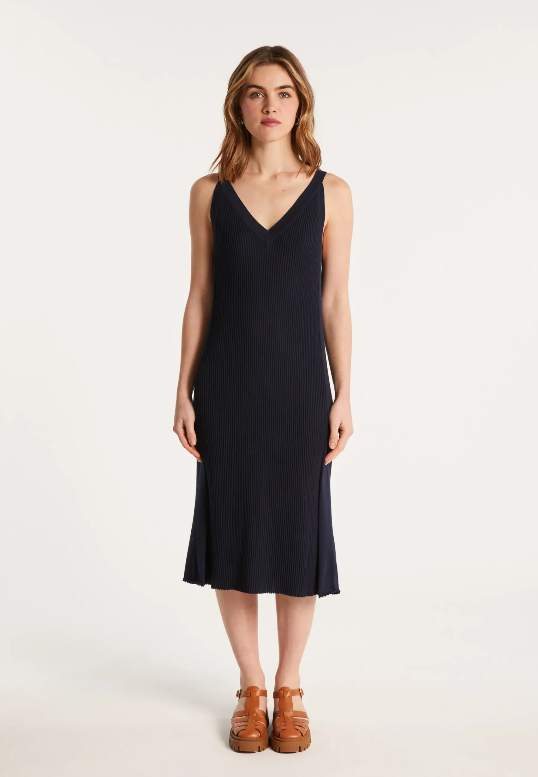 Montagut Jupes Et Robes-Robe longue en coton bio - Leah 05-Bleu marine
