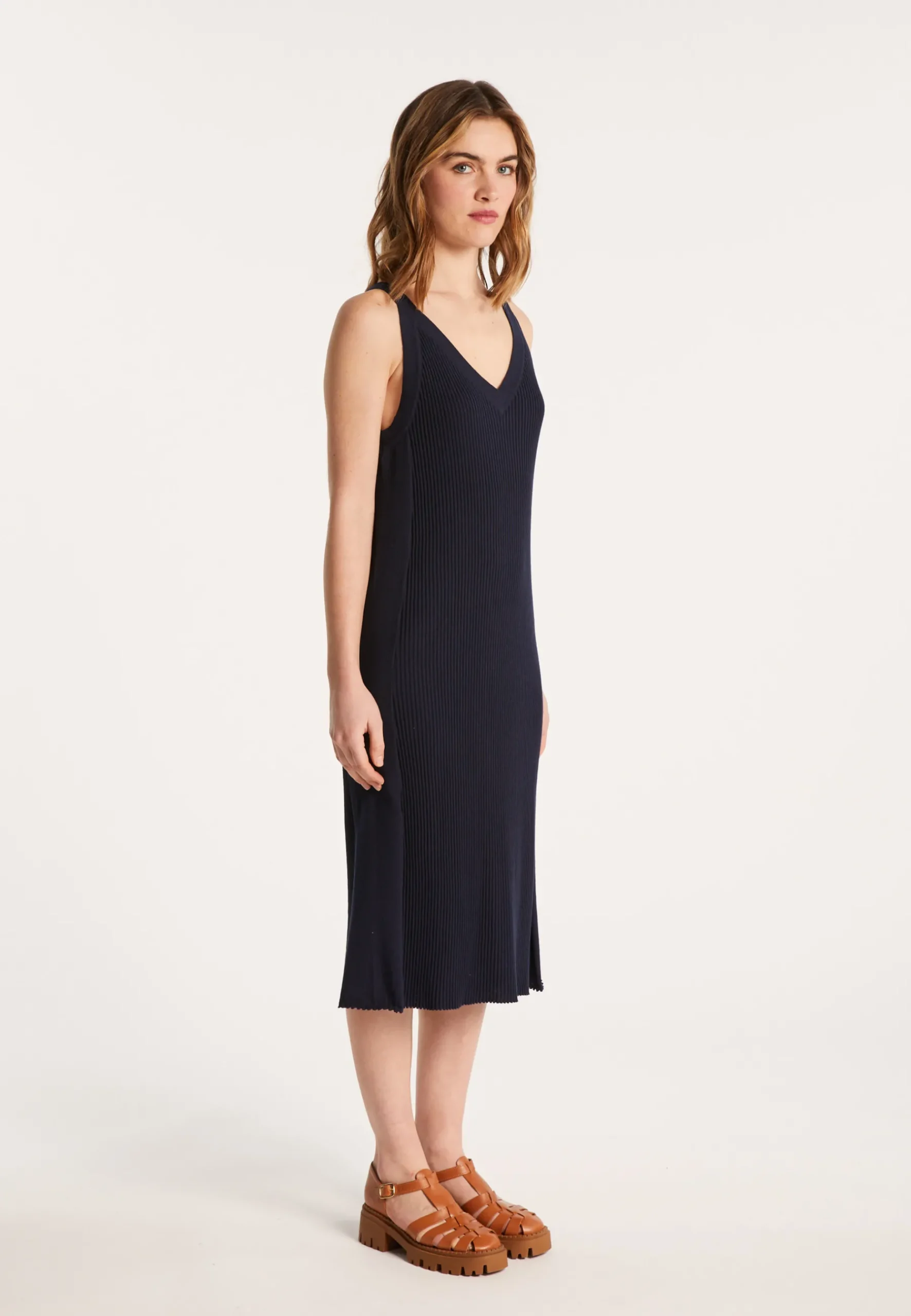 Montagut Jupes Et Robes-Robe longue en coton bio - Leah 05-Bleu marine