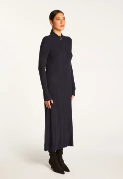 Montagut Jupes Et Robes-Robe longue en laine mélangée - Renata 05-Bleu marine