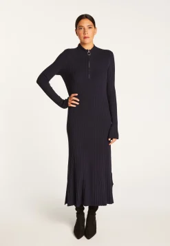 Montagut Jupes Et Robes-Robe longue en laine mélangée - Renata 05-Bleu marine