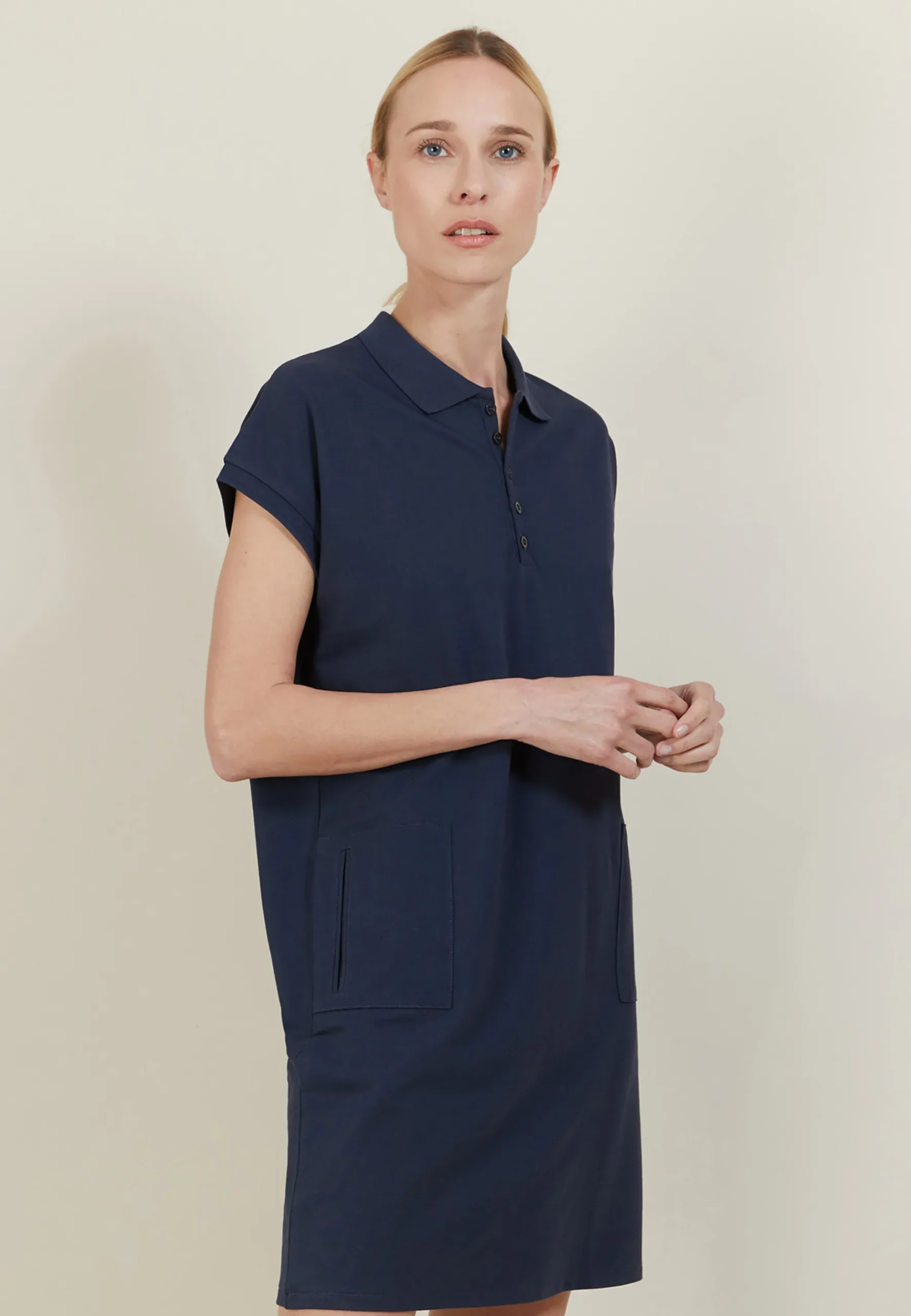 Montagut Jupes Et Robes-Robe manches courtes en coton - Angy 05-Bleu marine