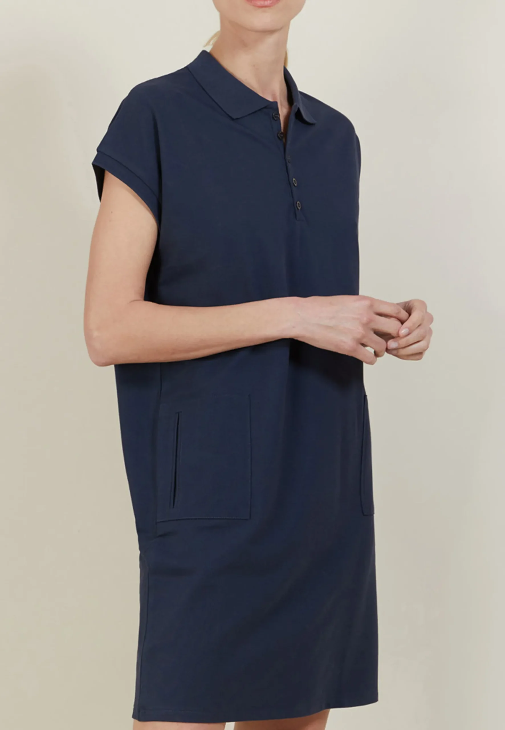 Montagut Jupes Et Robes-Robe manches courtes en coton - Angy 05-Bleu marine