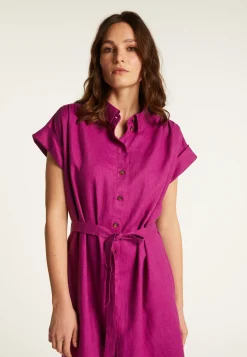 Montagut Jupes Et Robes-Robe manches longues en lin - Emy 16-Violet clair