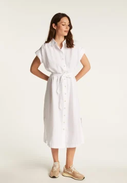 Montagut Jupes Et Robes-Robe manches longues en lin - Emy 82-Ecru