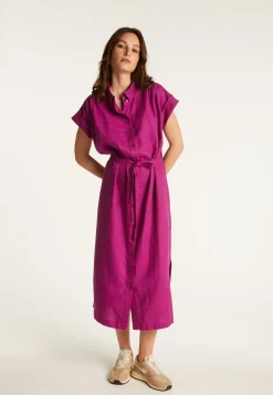 Montagut Jupes Et Robes-Robe manches longues en lin - Emy 16-Violet clair