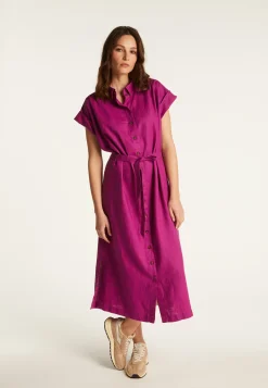 Montagut Jupes Et Robes-Robe manches longues en lin - Emy 16-Violet clair
