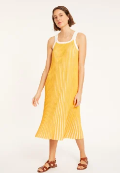 Montagut Jupes Et Robes-Robe plissée en coton - Melodie 89-Moutarde