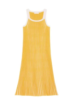 Montagut Jupes Et Robes-Robe plissée en coton - Melodie 89-Moutarde