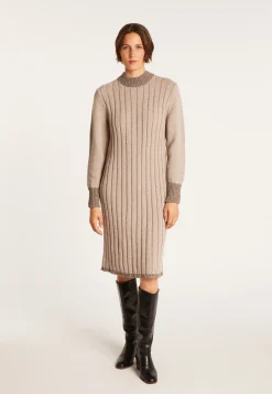 Montagut Jupes Et Robes-Robe pull laine et alpaga - Gracie 13-Beige moyen
