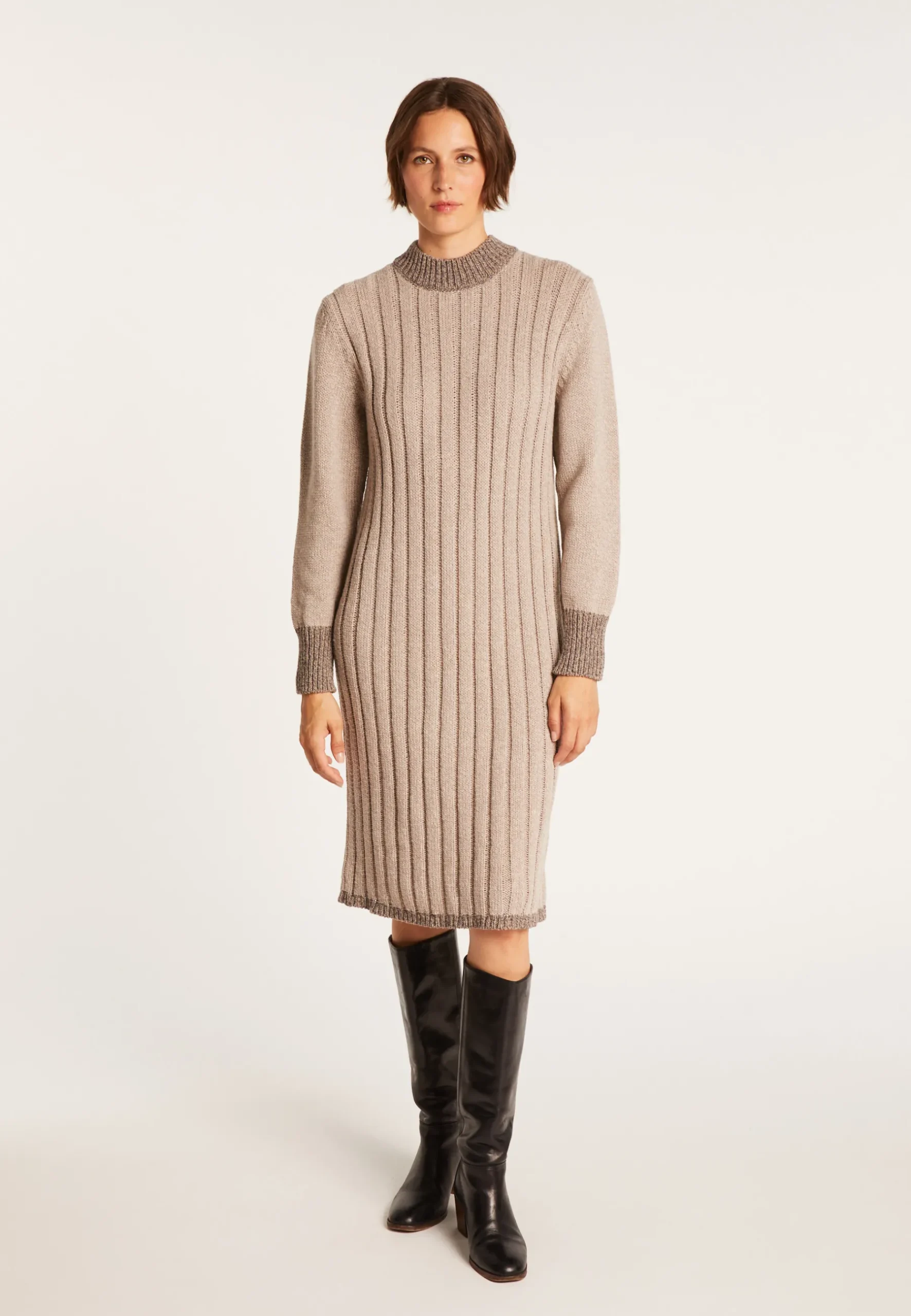 Montagut Jupes Et Robes-Robe pull laine et alpaga - Gracie 13-Beige moyen