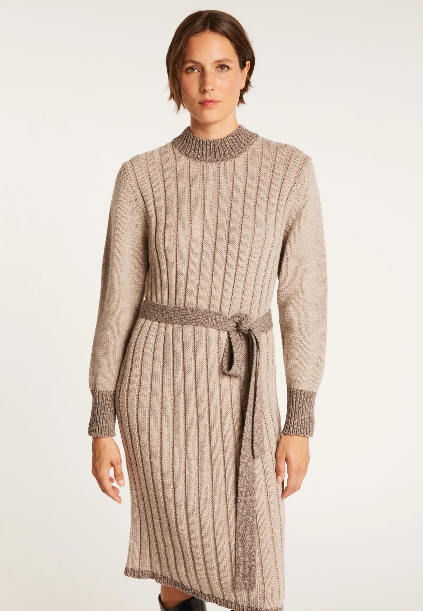 Montagut Jupes Et Robes-Robe pull laine et alpaga - Gracie 13-Beige moyen