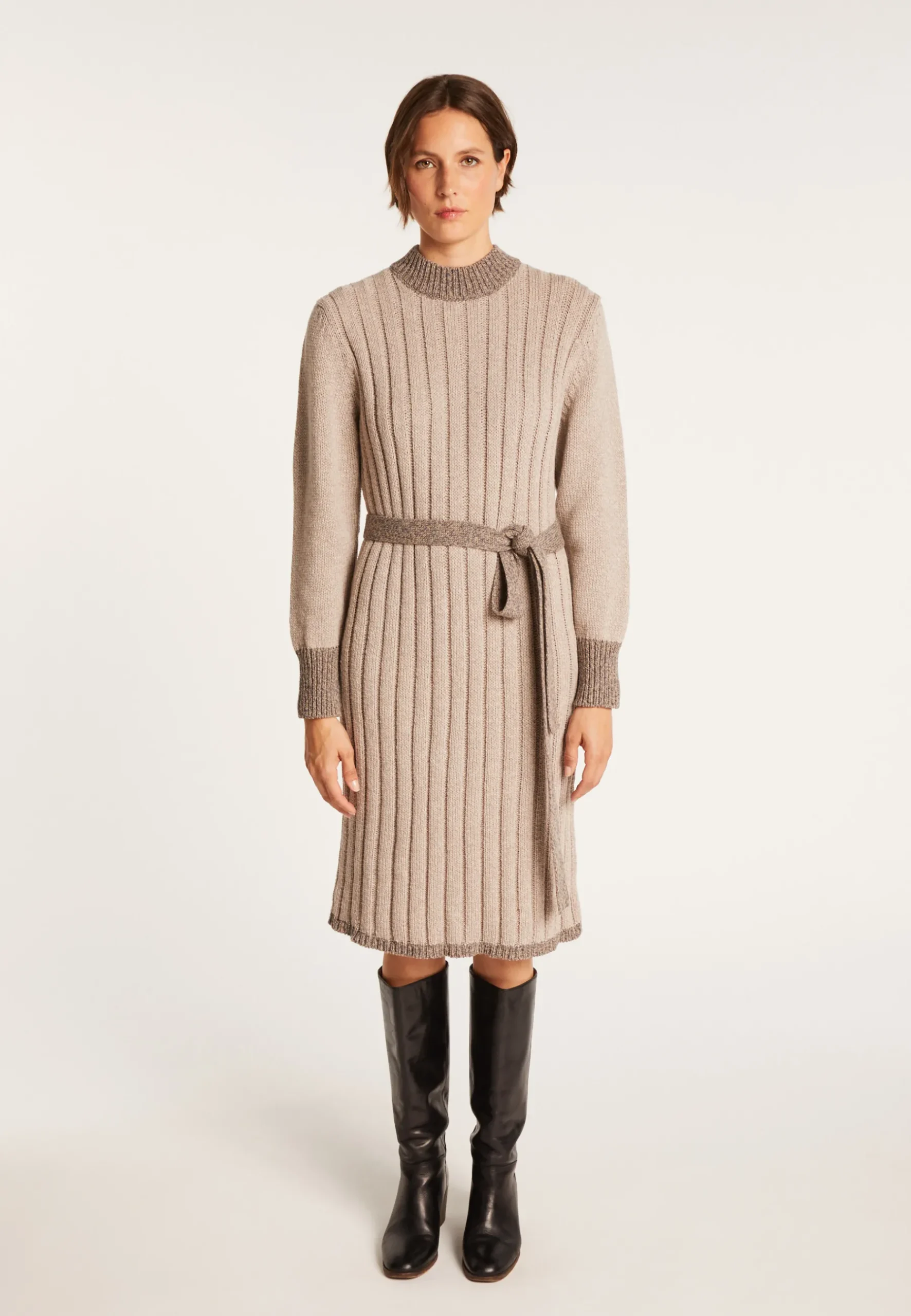 Montagut Jupes Et Robes-Robe pull laine et alpaga - Gracie 13-Beige moyen