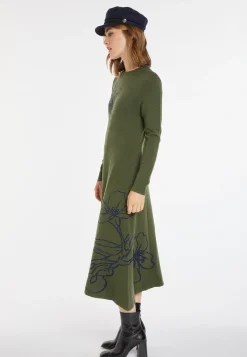 Montagut Jupes Et Robes-Robe évasée en laine mérinos - Charlize 83-Kaki