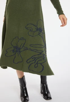 Montagut Jupes Et Robes-Robe évasée en laine mérinos - Charlize 83-Kaki
