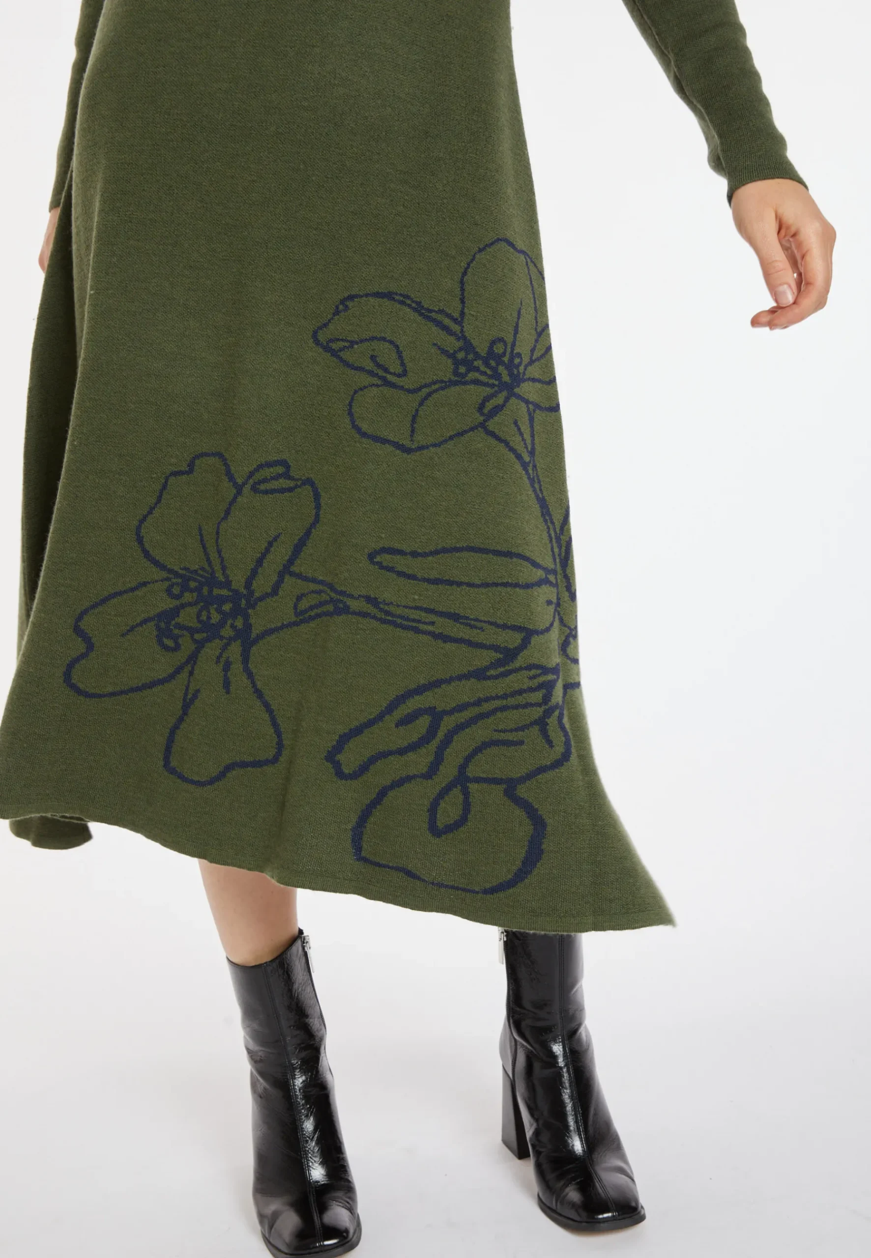 Montagut Jupes Et Robes-Robe évasée en laine mérinos - Charlize 83-Kaki