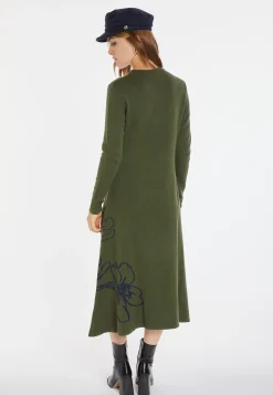 Montagut Jupes Et Robes-Robe évasée en laine mérinos - Charlize 83-Kaki