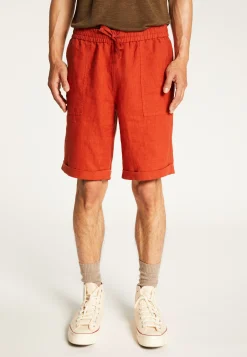 Montagut Pantalons Et Shorts-Short à poches en lin - Diegos 20-Rouge foncé