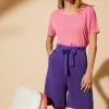 Montagut Pantalons Et Shorts-Short fluide en lin flammé - Maceo 17-Violet