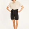 Montagut Pantalons Et Shorts-Short fluide en lin flammé - Maceo 01-Noir