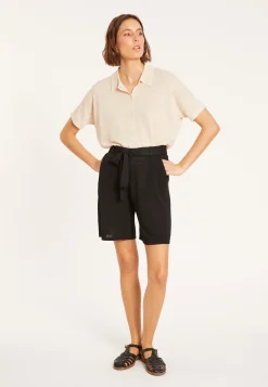 Montagut Pantalons Et Shorts-Short fluide en lin flammé - Maceo 01-Noir
