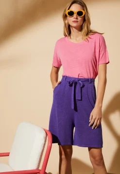 Montagut Pantalons Et Shorts-Short fluide en lin flammé - Maceo 17-Violet
