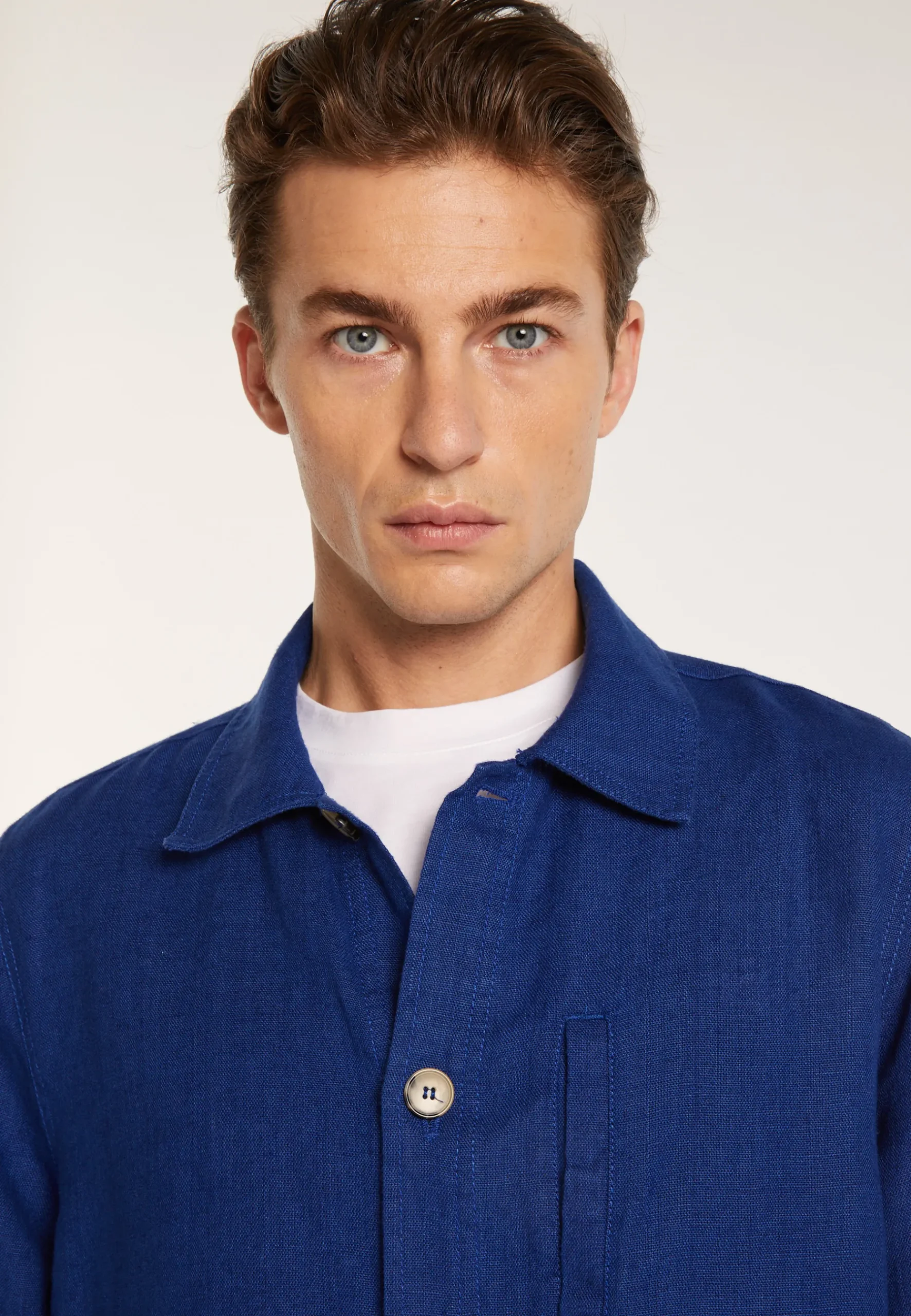 Montagut Chemises-Surchemise casual en lin - Rodrigue 03-Bleu foncé