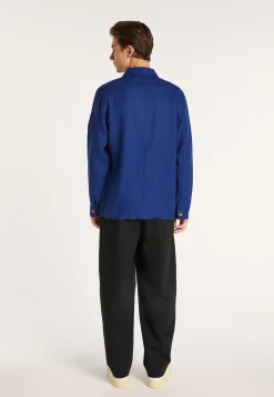 Montagut Chemises-Surchemise casual en lin - Rodrigue 03-Bleu foncé