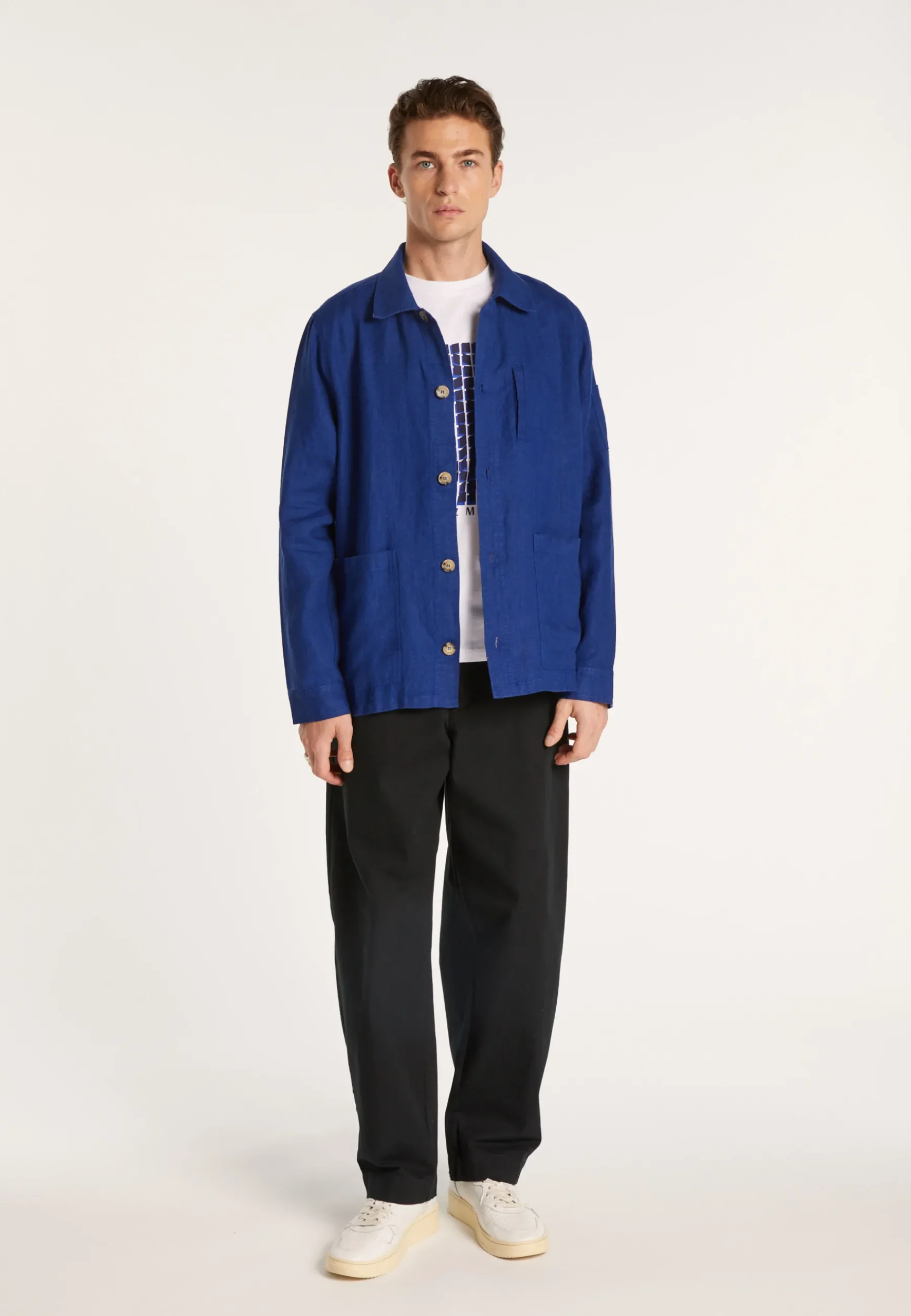 Montagut Chemises-Surchemise casual en lin - Rodrigue 03-Bleu foncé