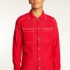 Montagut Vestes Et Cardigans-Surchemise unisexe en laine velours - Timeo 52-Rouge