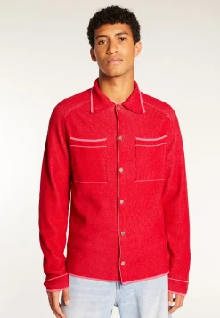 Montagut Vestes Et Cardigans-Surchemise unisexe en laine velours - Timeo 52-Rouge