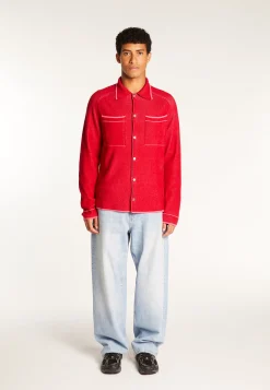 Montagut Vestes Et Cardigans-Surchemise unisexe en laine velours - Timeo 52-Rouge