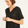 Montagut T-Shirts Et Débardeurs-Sweat en lin flammé - Pivoine 01-Noir