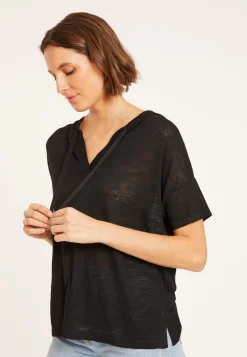 Montagut T-Shirts Et Débardeurs-Sweat en lin flammé - Pivoine 01-Noir