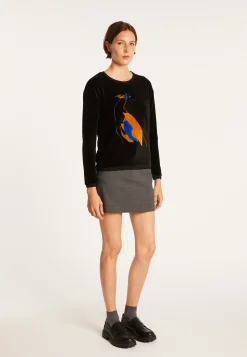Montagut Pulls-Sweat en velours avec paon - Pavel 01-Noir