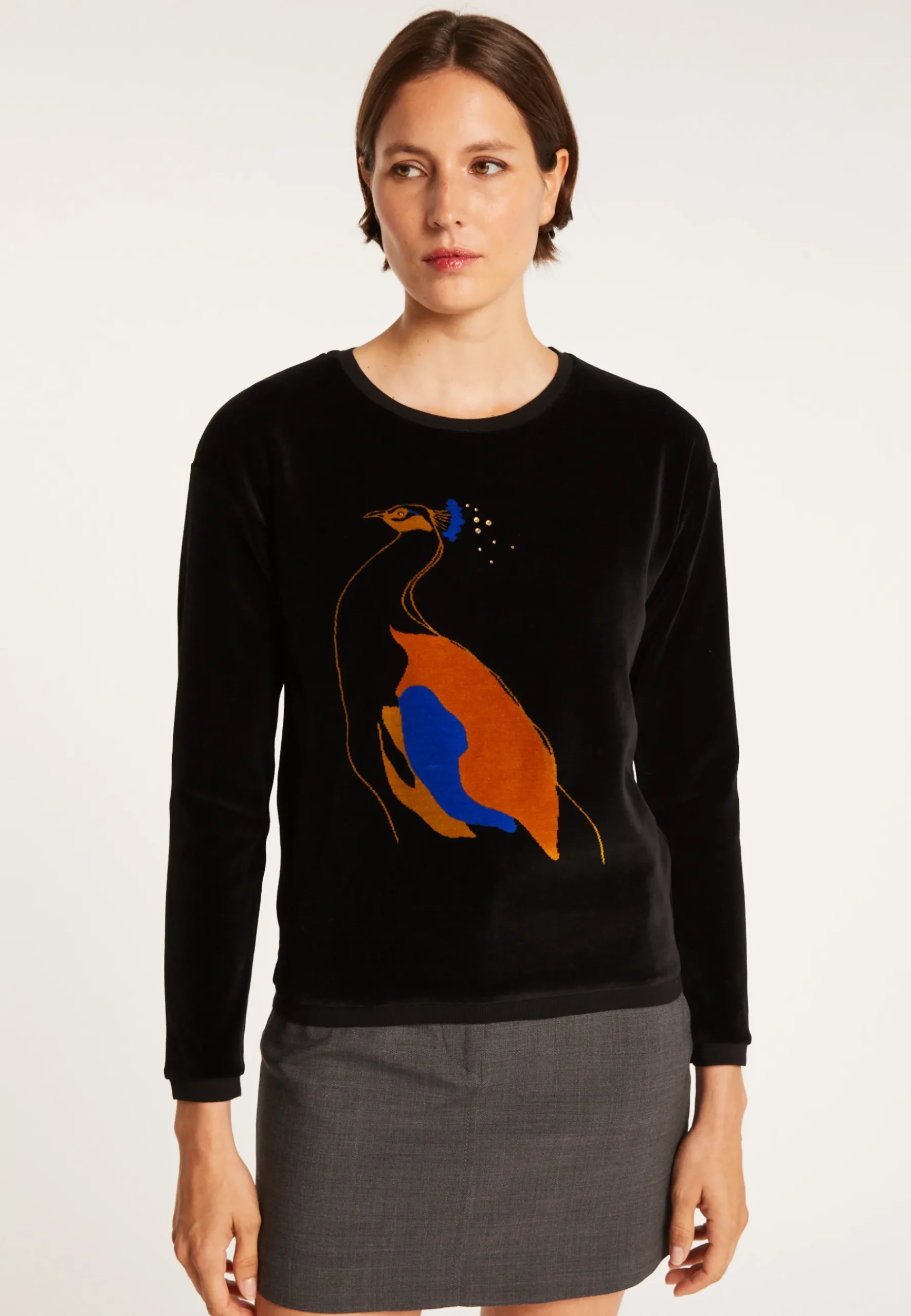 Montagut Pulls-Sweat en velours avec paon - Pavel 01-Noir