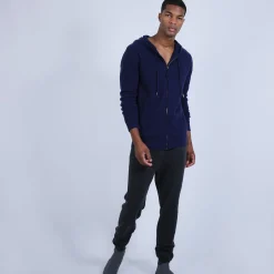 Montagut Pulls-Sweat zippé à capuche cachemire - Owen 75-Bleu nuit