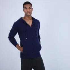 Montagut Pulls-Sweat zippé à capuche cachemire - Owen 75-Bleu nuit
