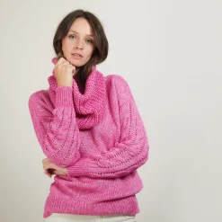 Montagut Accessoires-Tour de cou en viscose et baby alpaga - Gulliver 26-Rose foncé