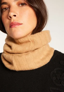 Montagut Accessoires-Tour de cou unisexe en cachemire - Lisa 88-Camel