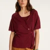 Montagut T-Shirts Et Débardeurs-T-shirt à boutons en lin flammé - Lily 51-Bordeaux