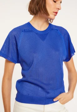 Montagut T-Shirts Et Débardeurs-T-shirt à côtes en Fil Lumière - Malory 03-Bleu foncé
