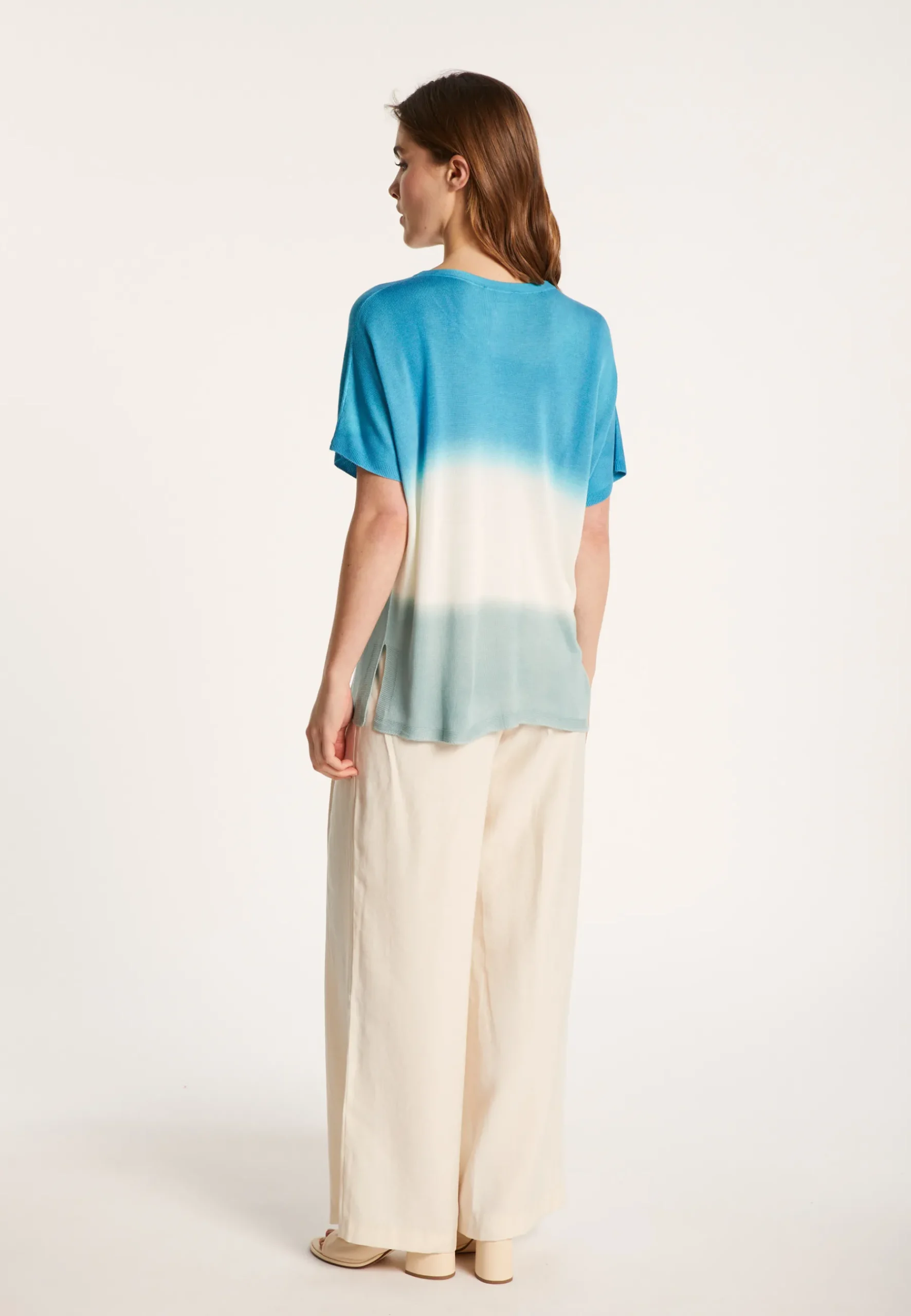 Montagut T-Shirts Et Débardeurs-T-shirt à fentes viscose et soie - Nova Bis 49-Turquoise