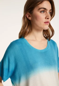 Montagut T-Shirts Et Débardeurs-T-shirt à fentes viscose et soie - Nova Bis 49-Turquoise