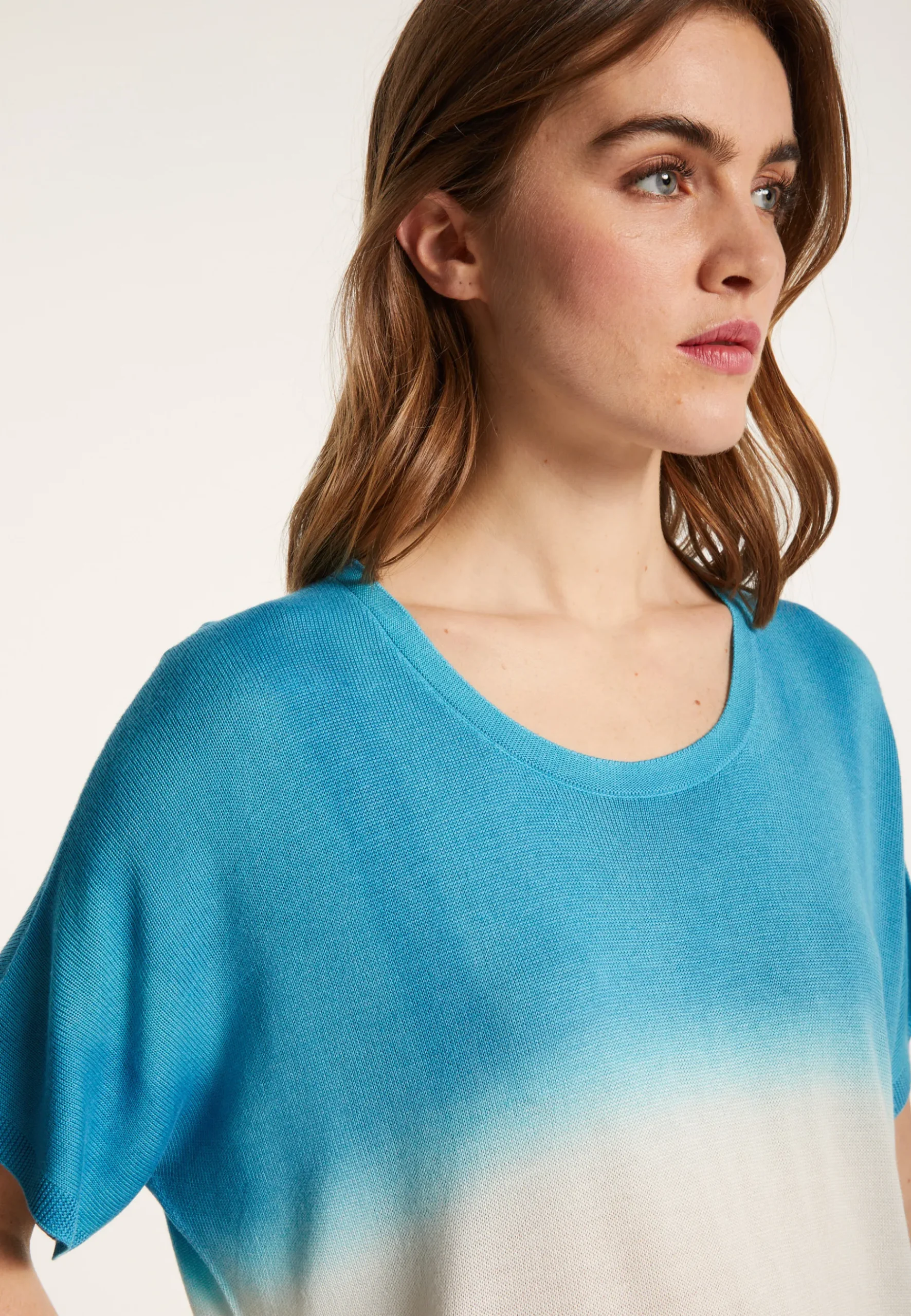 Montagut T-Shirts Et Débardeurs-T-shirt à fentes viscose et soie - Nova Bis 49-Turquoise