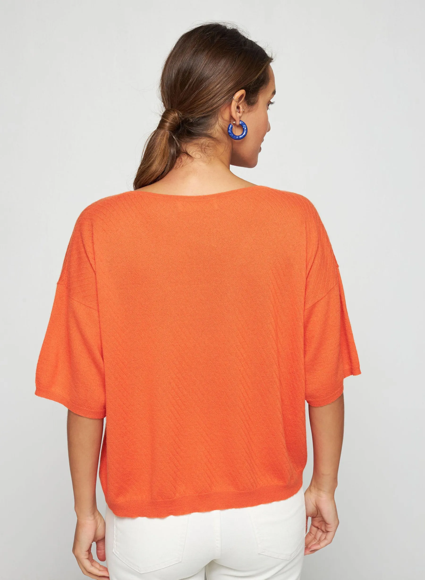 Montagut T-Shirts Et Débardeurs-T-shirt à manches coudes en cachemire light - Solange 15-Orange