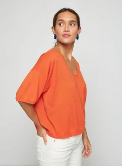 Montagut T-Shirts Et Débardeurs-T-shirt à manches coudes en cachemire light - Solange 15-Orange